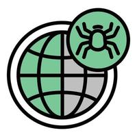 Global bug icon outline vector. Cyber attack vector