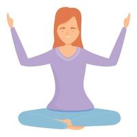 Deep meditation icon, cartoon style vector