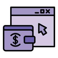vector de contorno de icono de billetera en línea. dinero del telefono