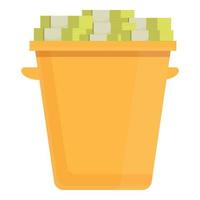 Money bucket anti-money laundry icon, cartoon style vector