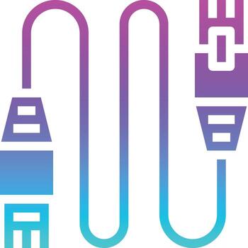 lan cable connect computer accessory - gradient solid icon vector