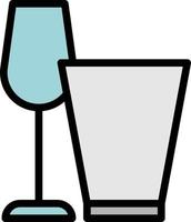 vasos vidrio vino bebida cocina - icono de contorno lleno vector