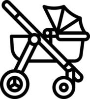 stroller carriage push baby accessories - outline icon vector