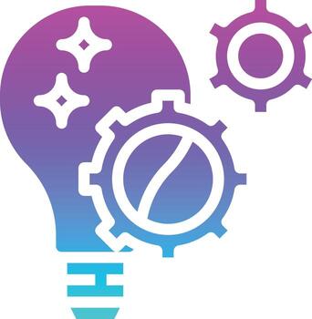 setting lightbulb gear edit creative - solid gradient icon vector