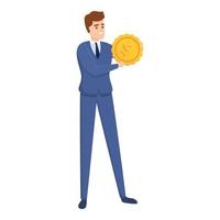 Gold coin agent icon, cartoon style vector