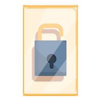 Smartphone password protection icon, cartoon style vector