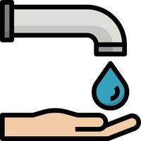 ahorro de agua lavado a mano ecología limpia - icono de contorno lleno vector