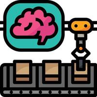 manufacturing factory ai artificial intelligence - filled outline icon