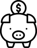 saving pig piggy bank - outline icon vector