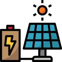 ecología de energía de celda de energía solar - icono de contorno lleno vector