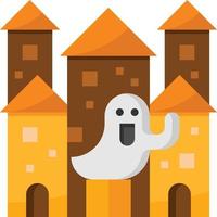 castle ghost huanted house halloween - flat icon vector
