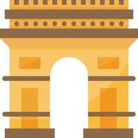 el arc de triomphe paris francia edificio emblemático - icono plano vector