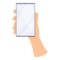 Hand take phone tu web surf icon, cartoon style vector