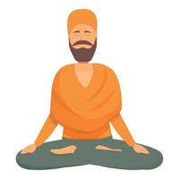 Guru concentration icon cartoon vector. Indian man vector