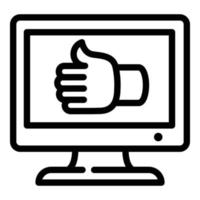 icono de voto en línea de la computadora, estilo de esquema vector