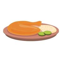 Caribbean chicken icon cartoon vector. Food plate vector