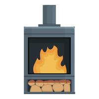 Wood furnace icon cartoon vector. Burning stove vector