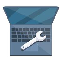 Fast laptop repair icon, cartoon style vector