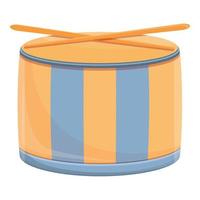 Toy drum icon, cartoon style vector