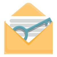 icono de malware de clave de correo, estilo de dibujos animados vector