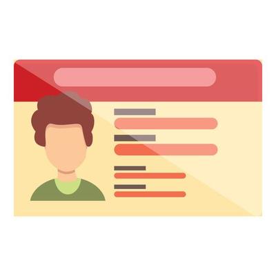 Id card pass icon, cartoon style