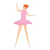 Ballerina dancer performance icon, cartoon style vector