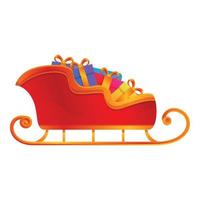 Full gift box sleigh icon, cartoon style vector