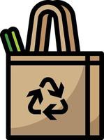 bolsa reutilizable reciclar compras ecología - icono de contorno lleno vector