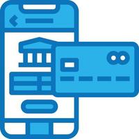 mobile banking credit card cash money banking - blue icon vector