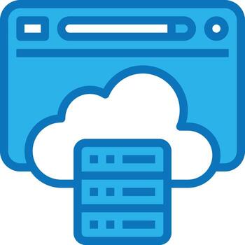 cloud hosting website database seo - blue icon vector