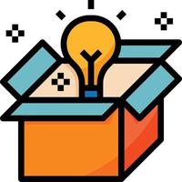 creative box lightbulb light - filled outline icon vector