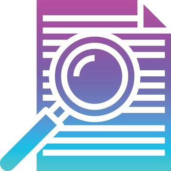 informe de búsqueda lupa datos creativos - icono de gradiente sólido vector
