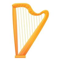 Retro harp icon, cartoon style vector