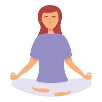 casa pose meditar icono vector de dibujos animados. mujer relajarse