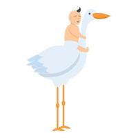 Stork baby icon, cartoon style vector