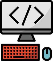 coding computer keyboard mouse creative - filled outline icon vector