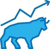 bull up mercado de inversión bursátil - icono azul vector