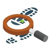 Magnifying glass and shoe isometric 3d icon vector