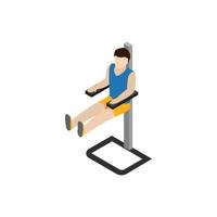 hombre haciendo ejercicio en el icono del gimnasio, estilo isométrico 3d vector