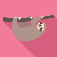 Happy sloth icon, flat style vector