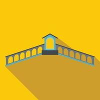 Rialto Bridge, Venice icon, flat style vector