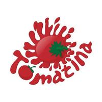 Tomatina icon, cartoon style vector