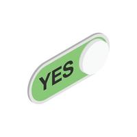 Green long round button YES icon vector