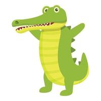 Smiling crocodile icon, cartoon style vector