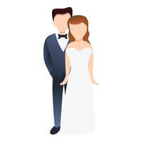 Bride couple icon, cartoon style vector