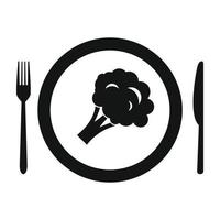 Plate with piece of broccoli icon vector