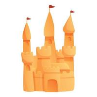 icono de cubo de castillo de arena, estilo de dibujos animados vector