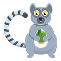 Lemur with apple icon, cartoon style vector