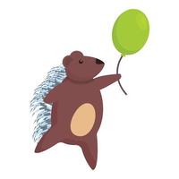 Porcupine with balloon icon, cartoon style vector