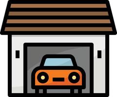 edificio de la casa del estacionamiento del garaje - icono de contorno lleno vector